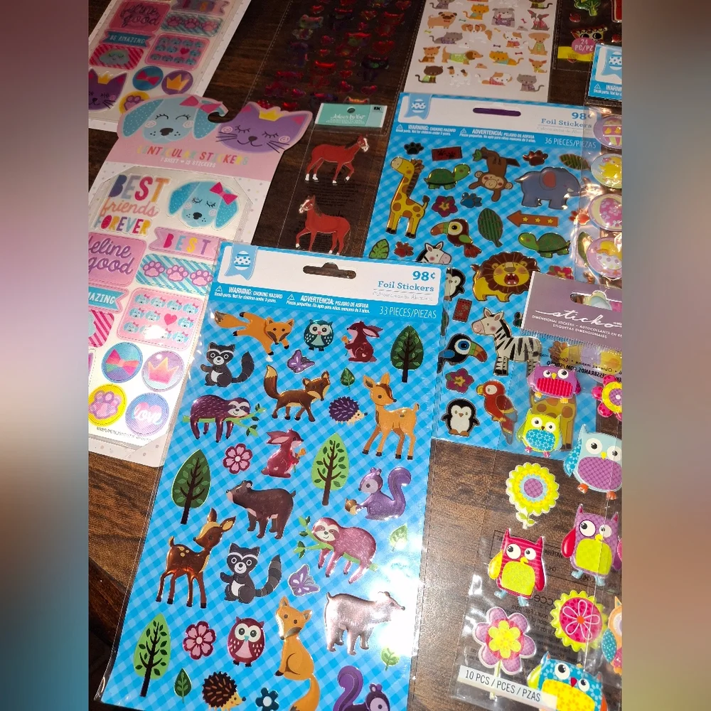 Sticker Lot Pack Scrapbook Embellishments Planner Puffy 3D School Animals Easter